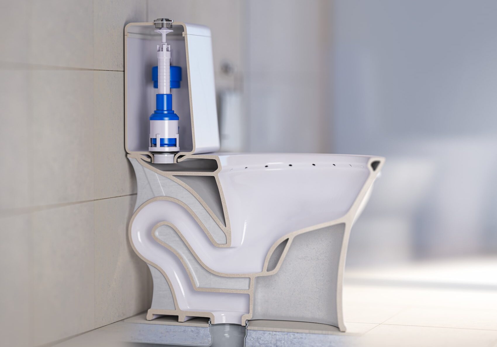 Querschnitt einer Toilette